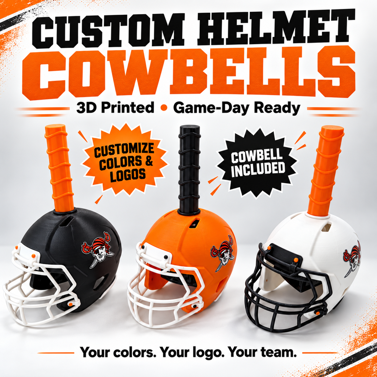 Custom Football Helmet Cowbell – Personalized Team Colors & Logo