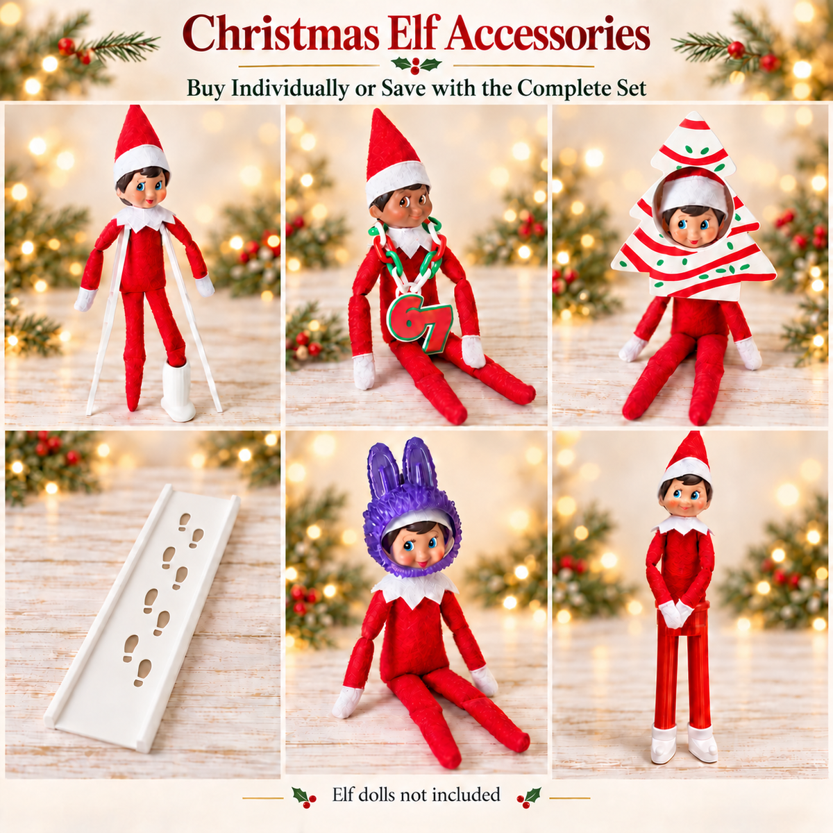 Christmas Elf Accessories – Choose Individual Pieces or the Complete Set
