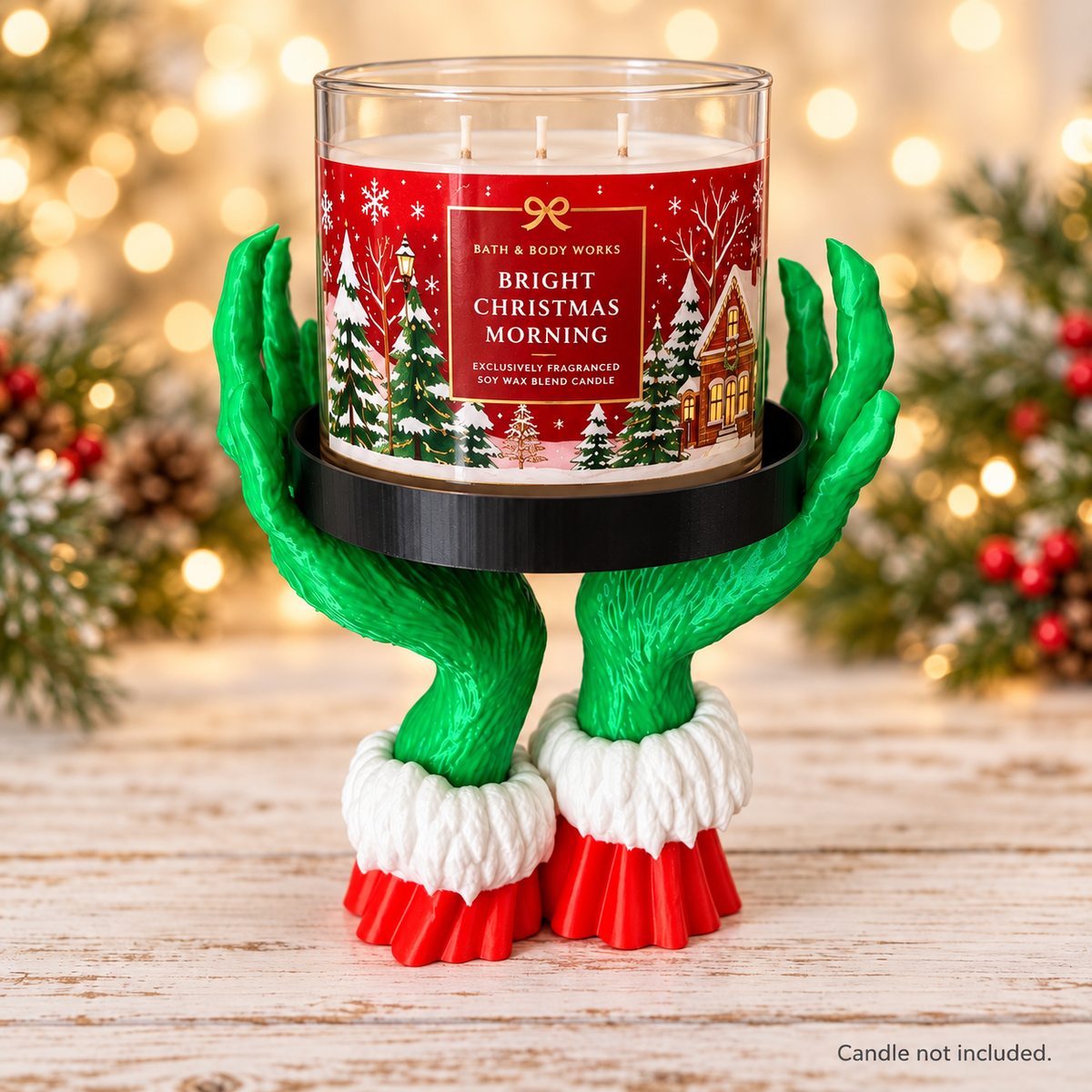 Grinch-Inspired Christmas Candle Holder – Green Hands Holiday Display
