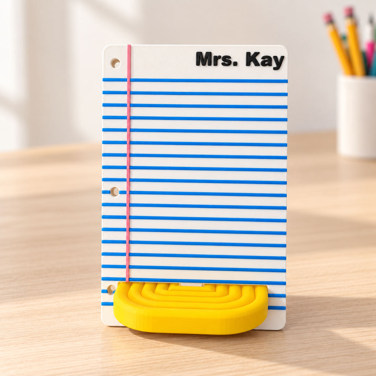 Personalized Teacher Phone Stand – Notepad & Pencil Desk Gift