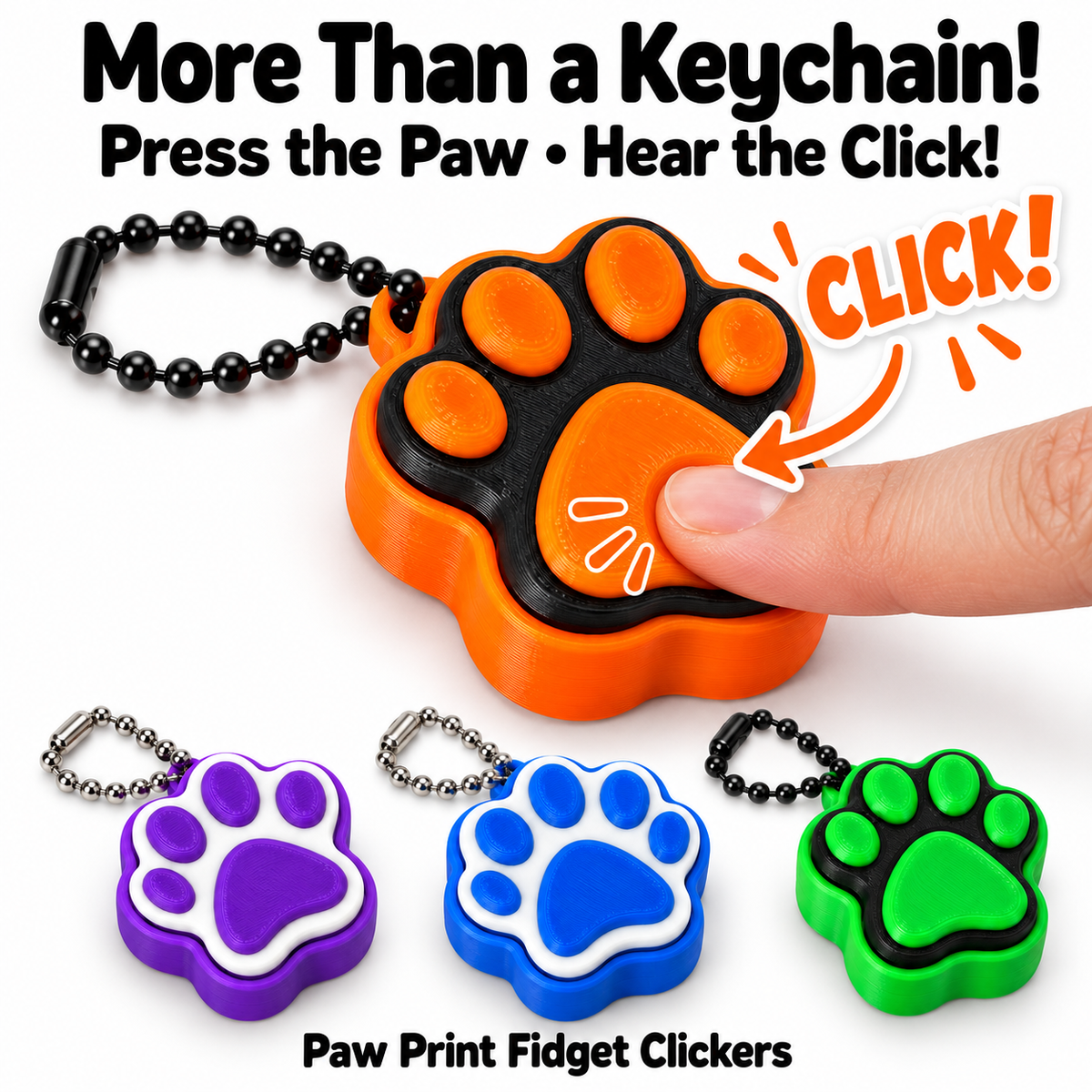 Clicker House Color Keychain Paw Print