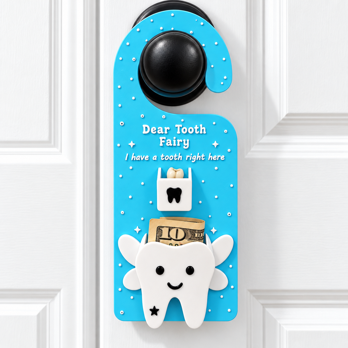 Tooth Fairy Door Hanger with Tooth & Treasure Pockets